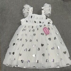 Popatu White and Silver Heart Dress